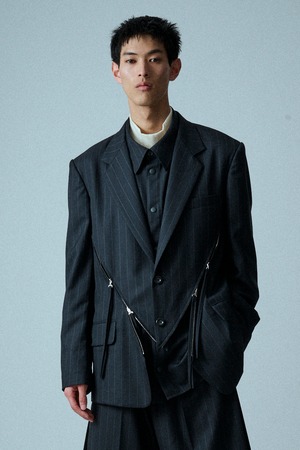 2BS Zip-cut JKT / 2/72 ﾋﾟﾝｽﾄﾗｲﾌﾟ / M734-J53-102
