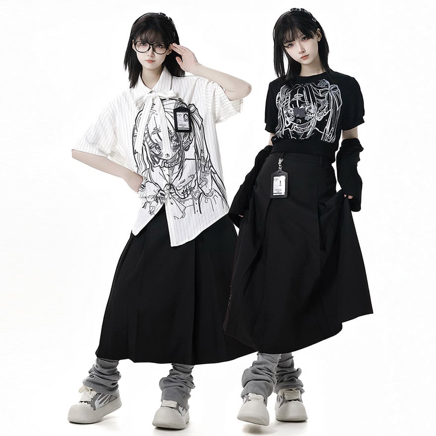 ゴスロリ通販 With U 地雷系 スカート ロング丈 ジッパー ストリートファッション pinksavior