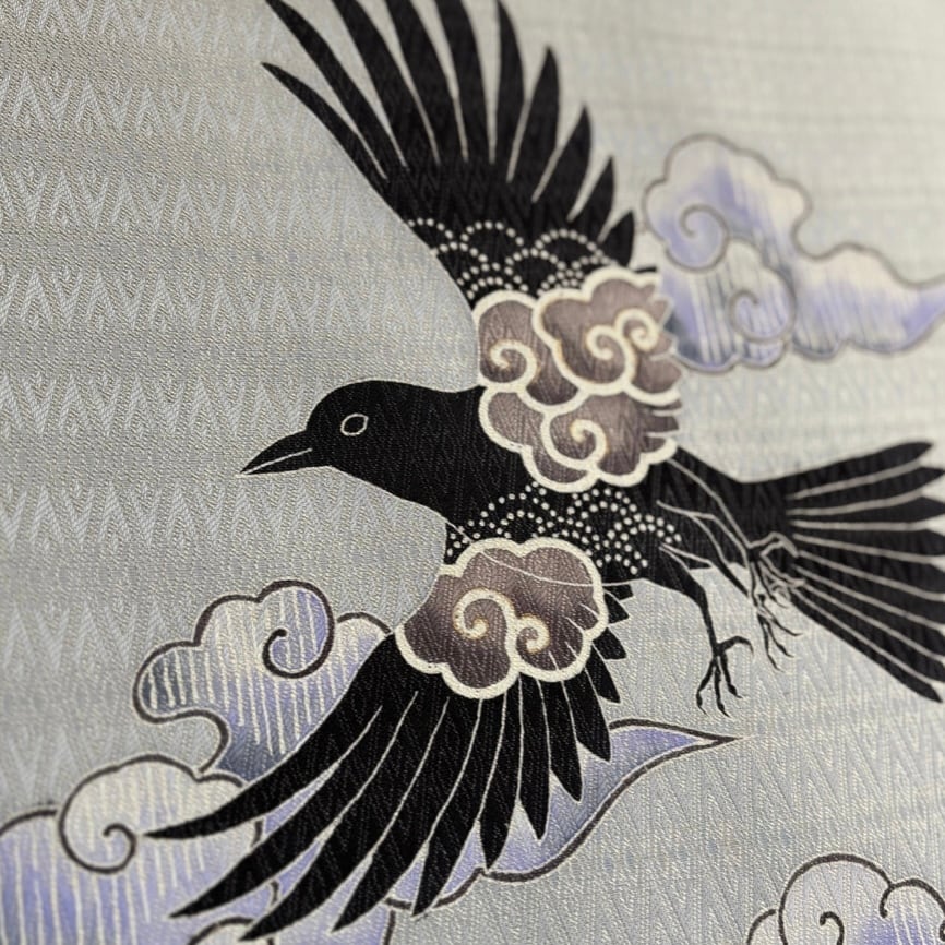 手描友禅 名古屋帯「雲八咫烏」 | somemoyoushop ーそめもよう