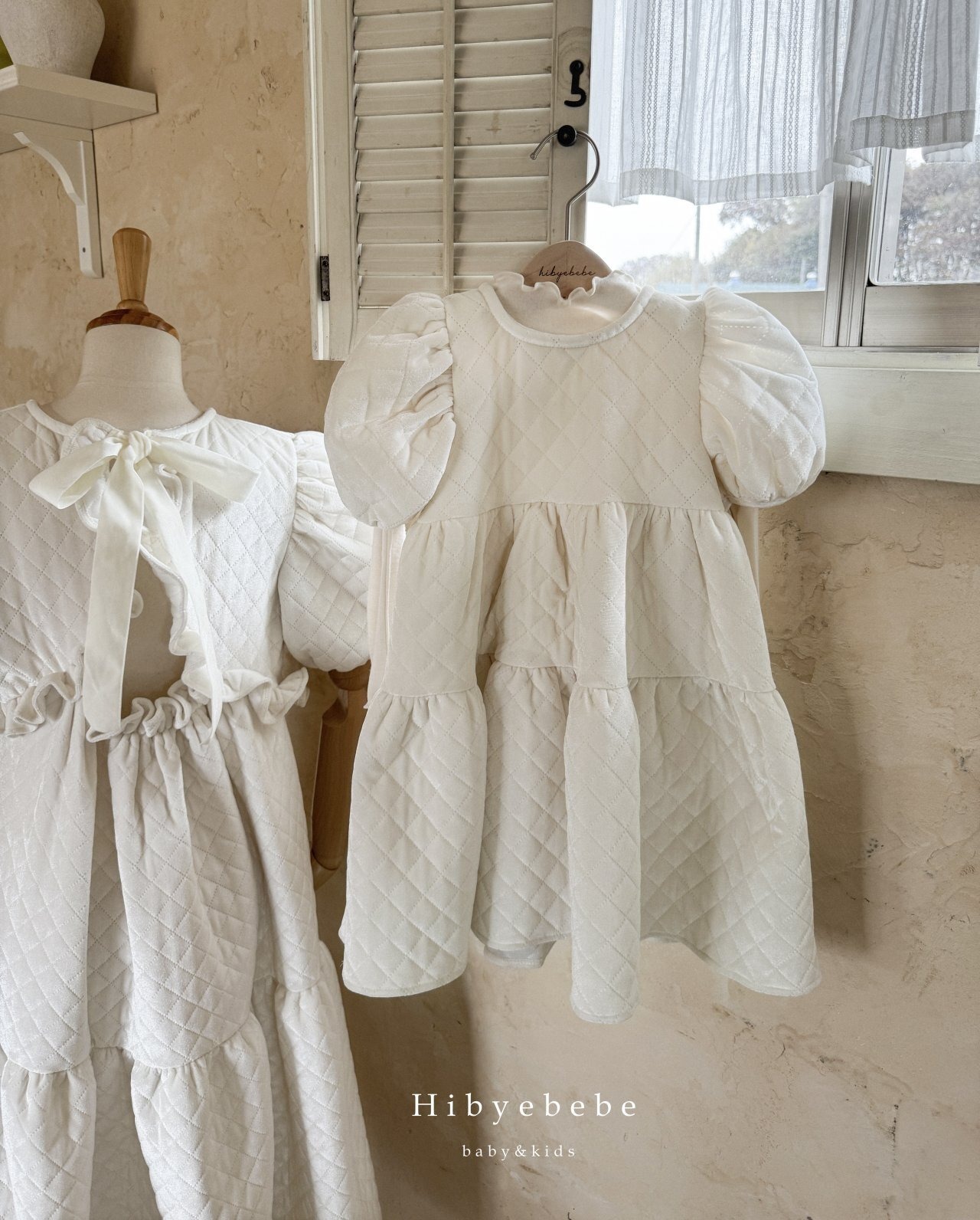 即納)90-120 | Brilly Quilted Velvet One Piece | HIBYEBEBE - 8