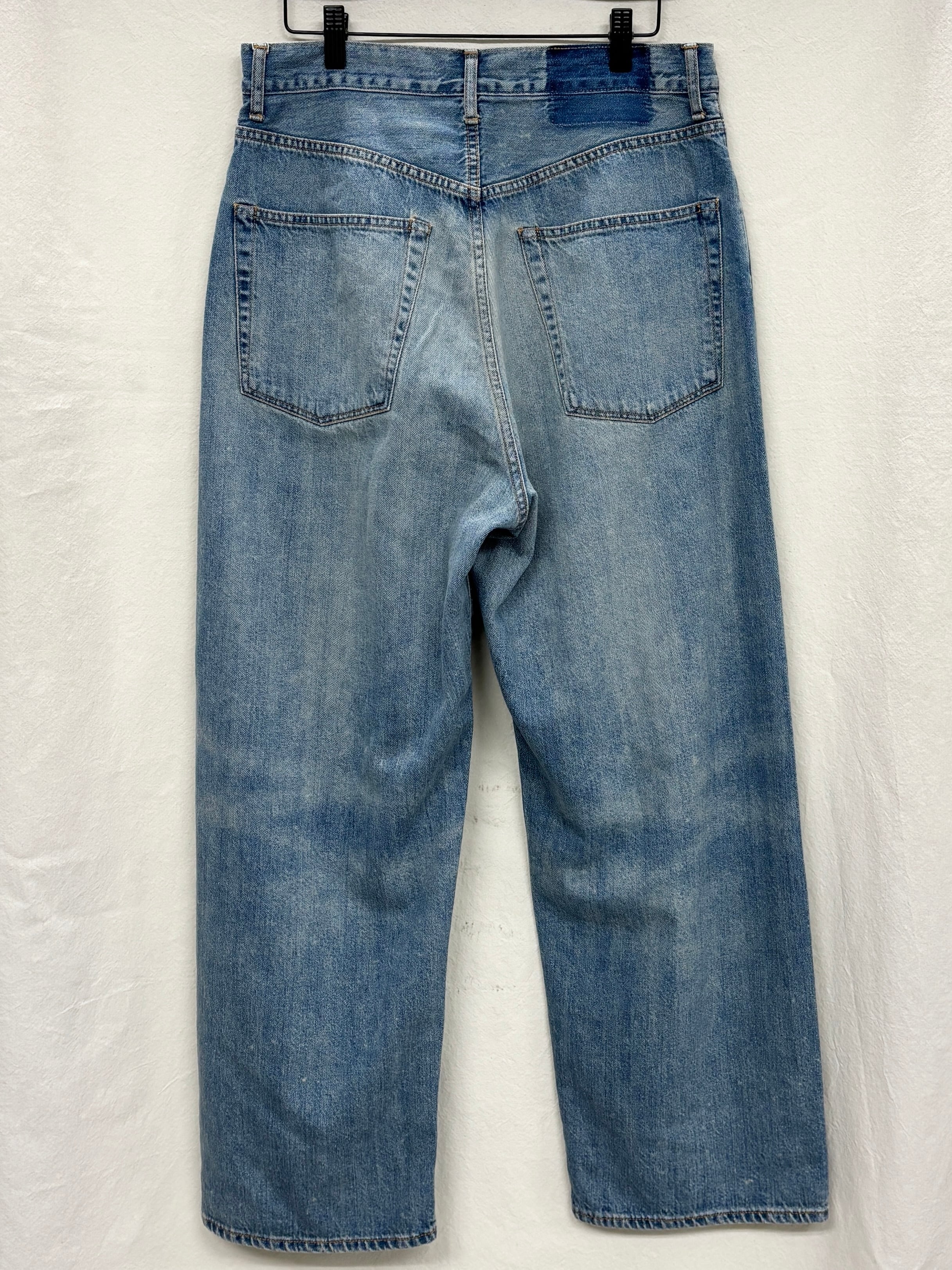 awasa / selvage light oz denim 5 pocket wide pants (INDIGO FADE