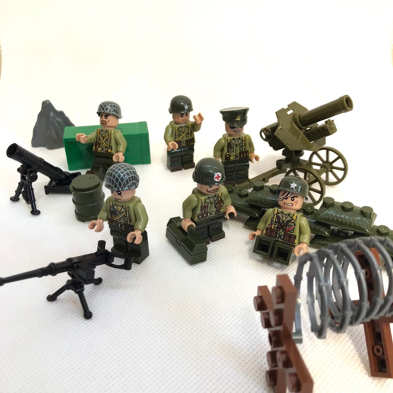 7-089 【レゴ互換】ミニフィグ6体 武器セット 太平洋戦争 アメリカ軍 兵士