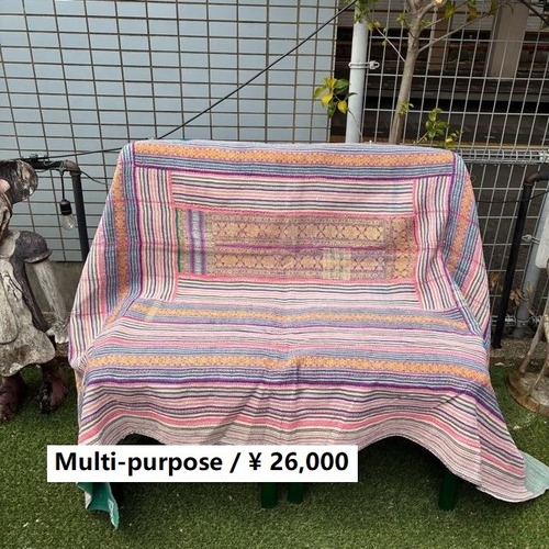 インド　ヴィンテージラリーキルト　26000-21　130×190cm　カンタ　ベッドカバー　ソファカバー　マルチカバー　ハンドメイド　１点もの　ブルー　グリーン