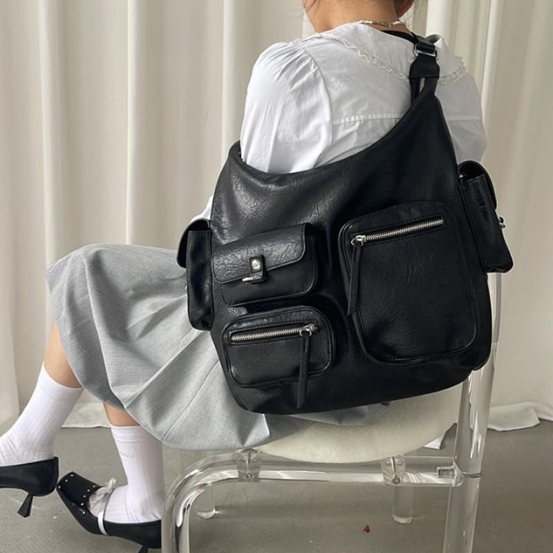 Multipocket fake leather bag 2 colors V2721