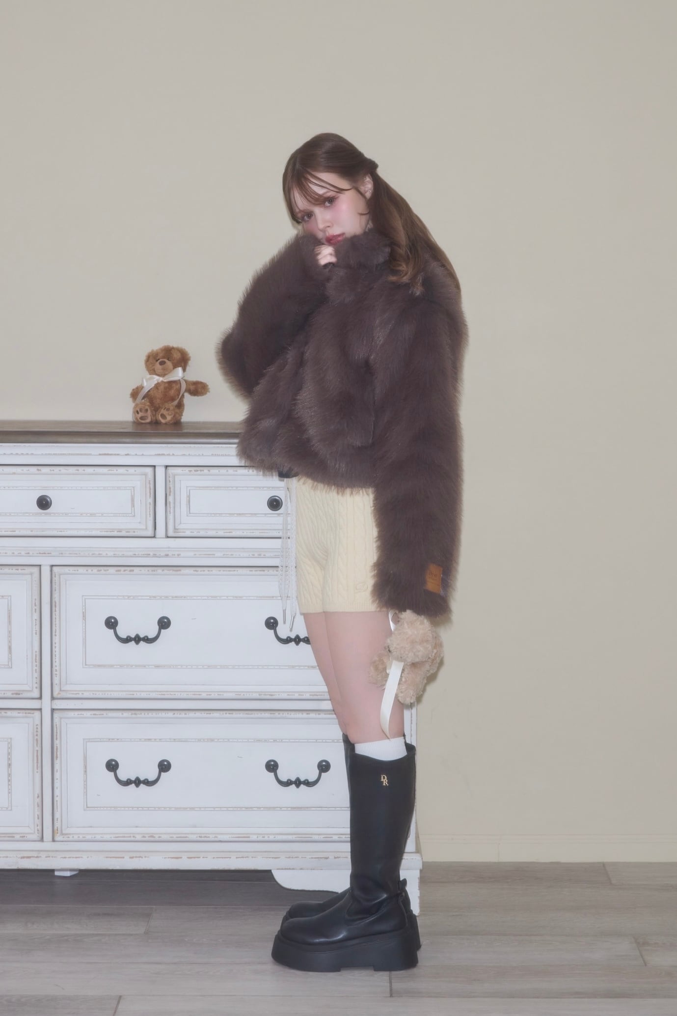 2way fluffy fur coat | Désir et Raison