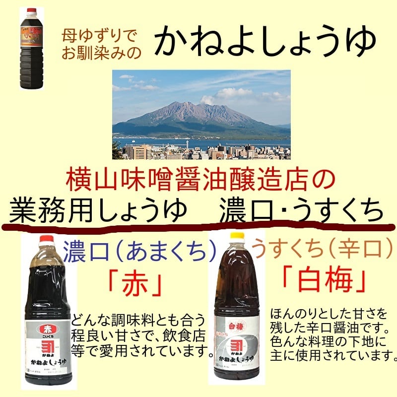 鹿児島の醤油 かねよ 業務用しょうゆ 1800ml 白梅（うすくち・辛口