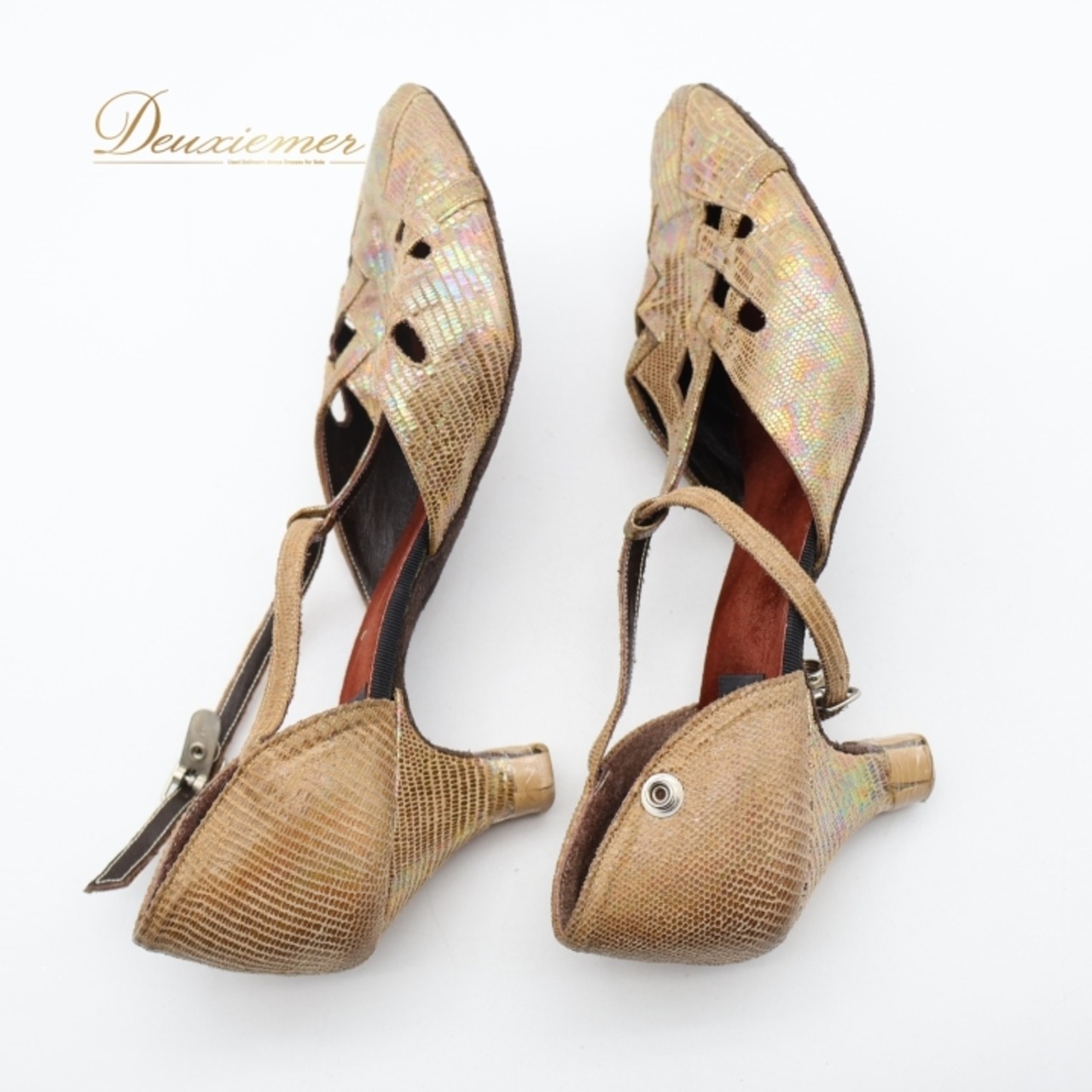 社交ダンス 衣装 シューズ ゴールド系 オリオン ORION 靴 くつ ヒール 金 レディース ストラップ オープントゥ キラキラ 華やか 練習 レッスン ステージ イベント 上品 ダンス衣装 パーティー