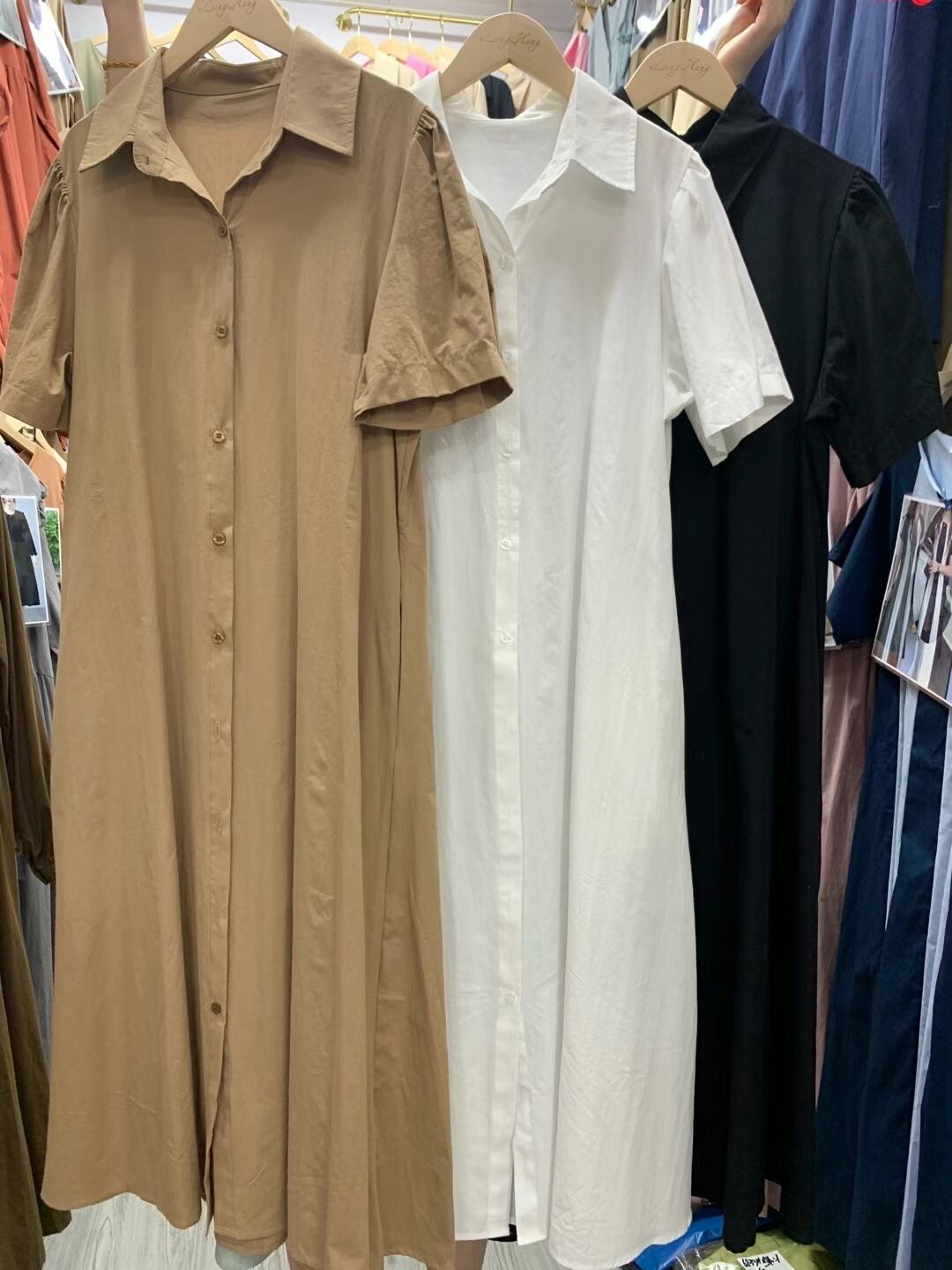 Aラインシャツワンピース　AJ22262-8068