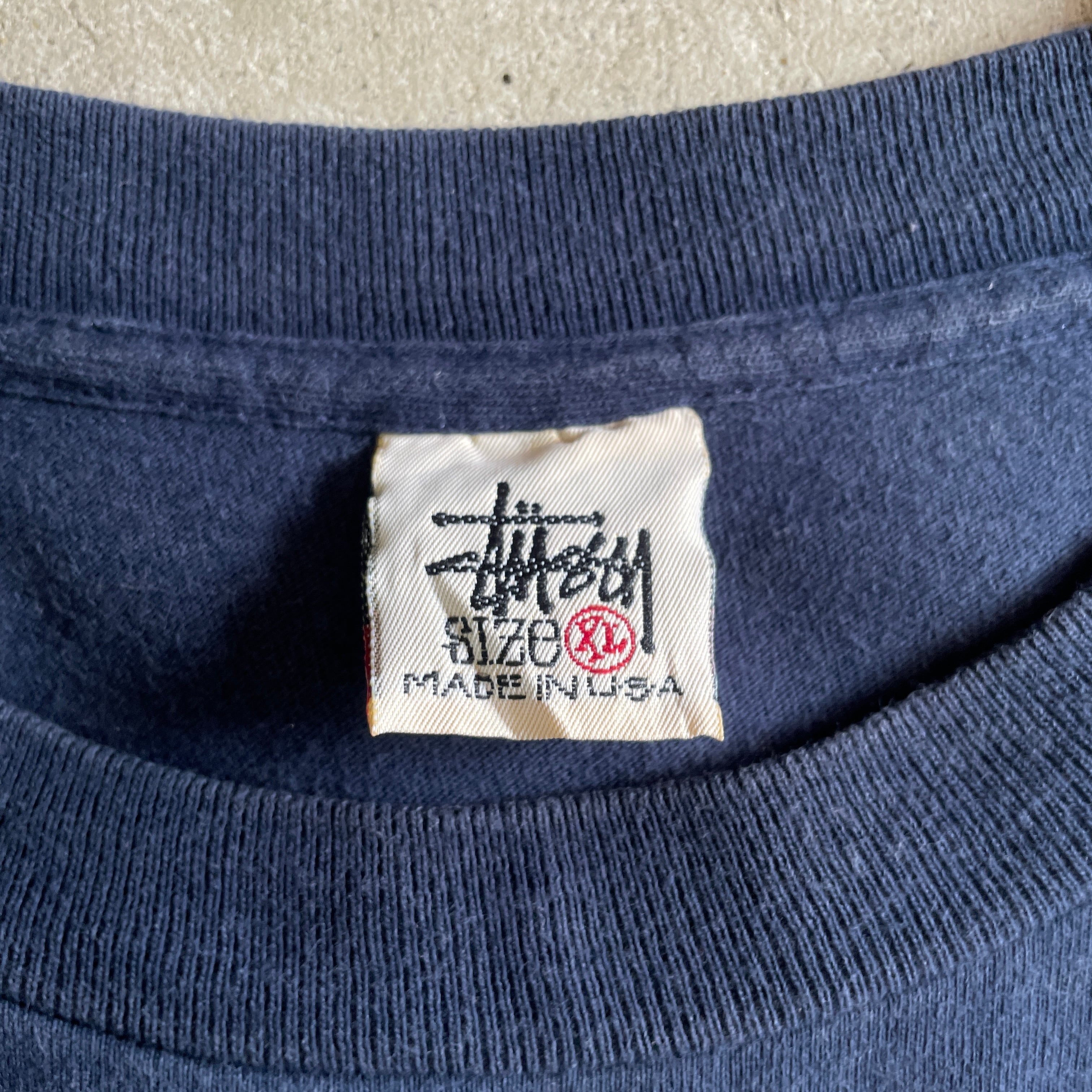 早い者usa製]OLD STUSSY ネイビー 白タグ90年代前期シングルステ - T