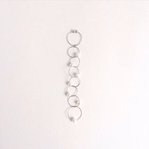 ヴァイオリン、ヴィオラ弦とパールのチェーンイヤリング V-013    Violin viola strings chain earring