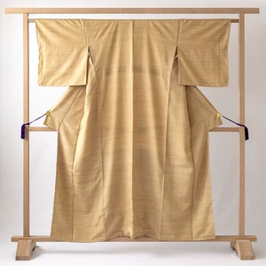 吉岡常雄作　無地　草木染め　紬地　袷着物　【未使用品】