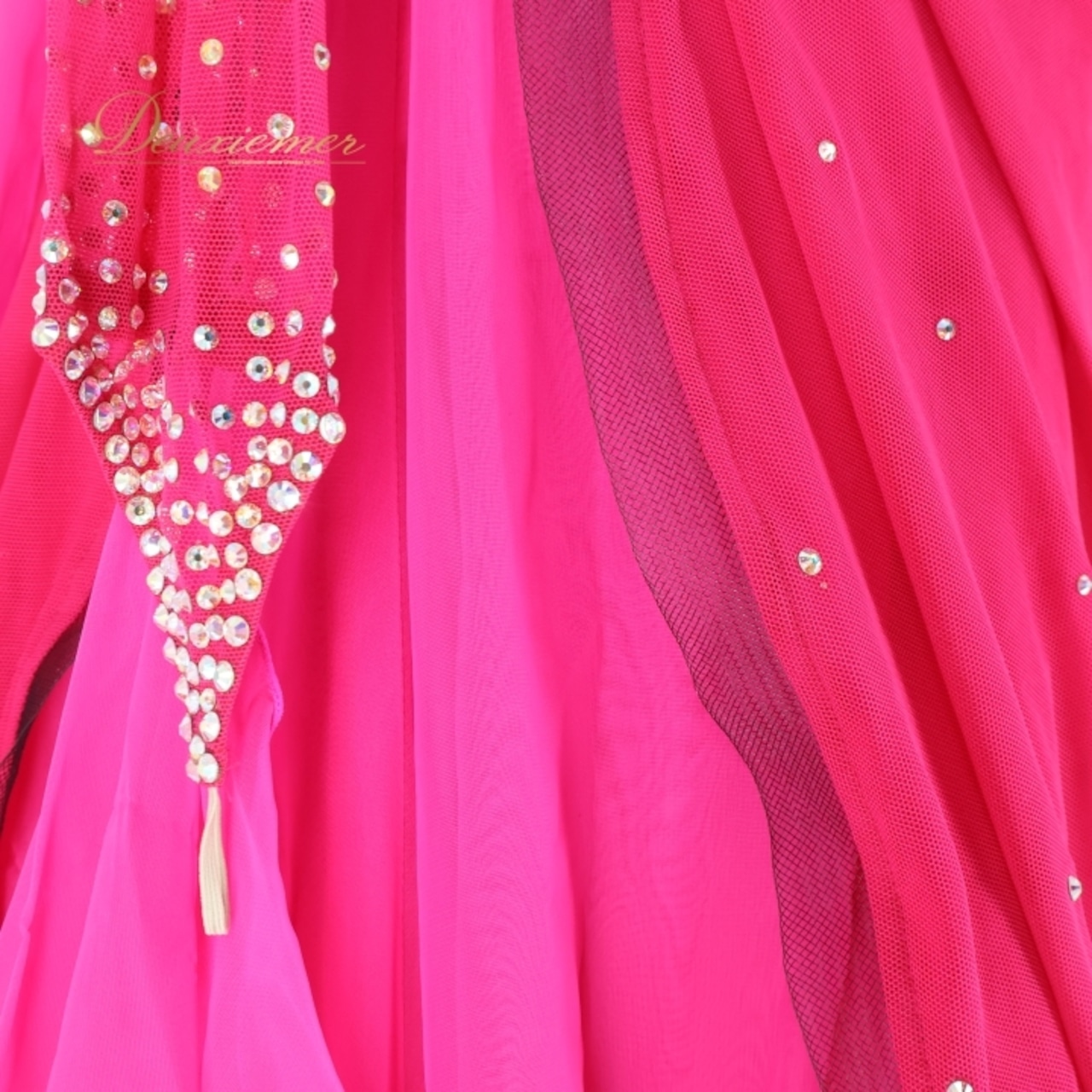 社交ダンス 衣装 スタンダードドレス ワンピース ドレス スタンダード フロート レース 華やか ゴージャス デモ 競技 ダンス パーティ 発表会 濃いピンク ピンク系 高級感 上品 おしゃれ エレガント 発表会用 大人 レディース パフォーマンス 競技用