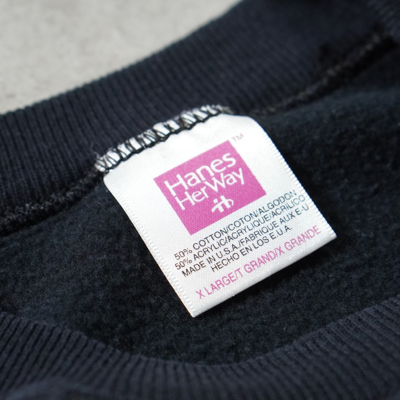 90s Hanes sweatshirt solid black "made in USA" XL 古着 - 7