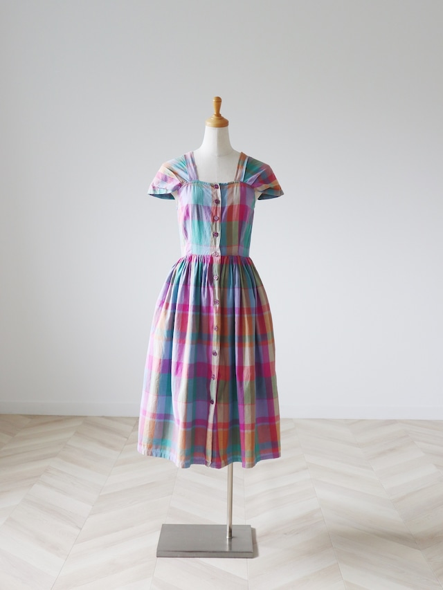 ●made in INDIA madras check cotton dress