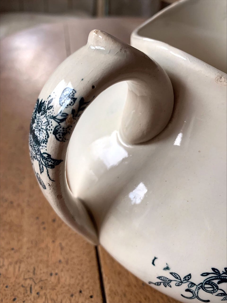 小鳥と草花のジャグ ピッチャー 19世紀 Arboras GRYGNY窯 | Brocante