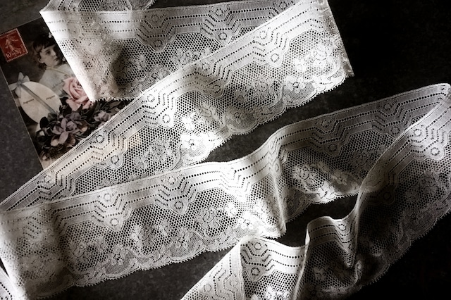 フランス 100x7.5c 薔薇たちの繊細な神殿とアンティークレース