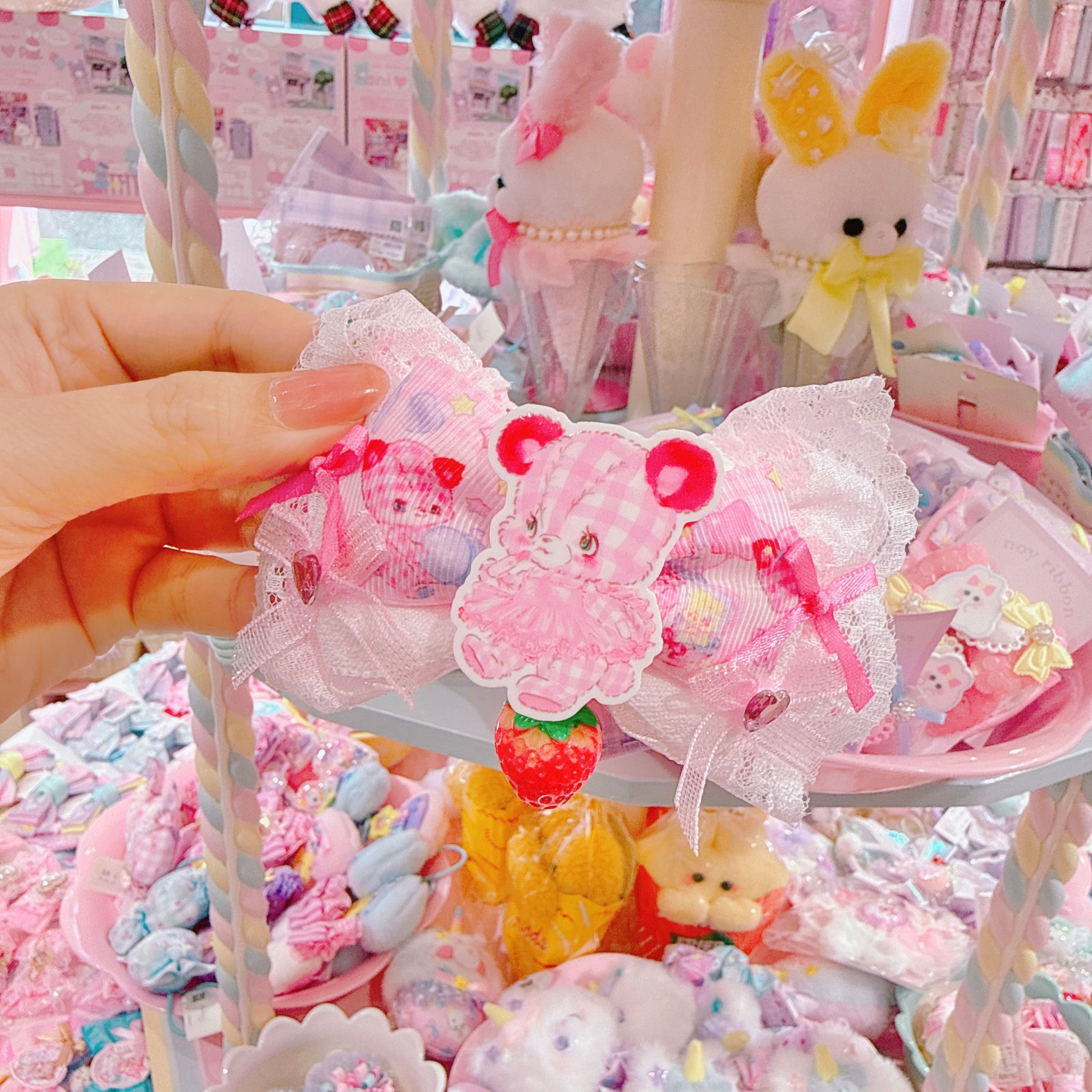 【F7】67-6レースリボンヘアクリップ