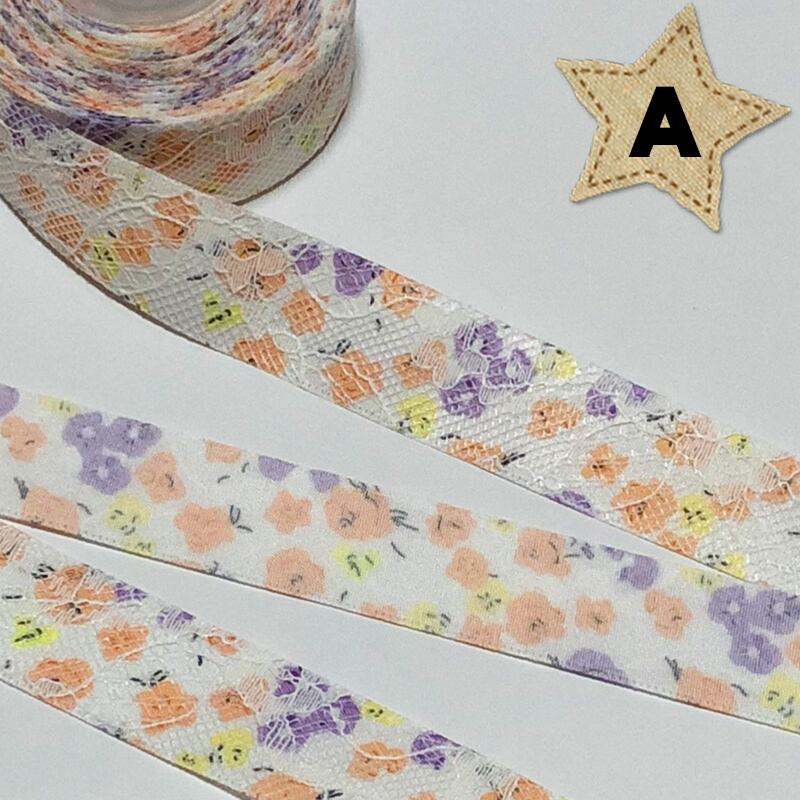 25mm幅 1m】花柄×レース ファブリックリボン | リボンとデコパーツ