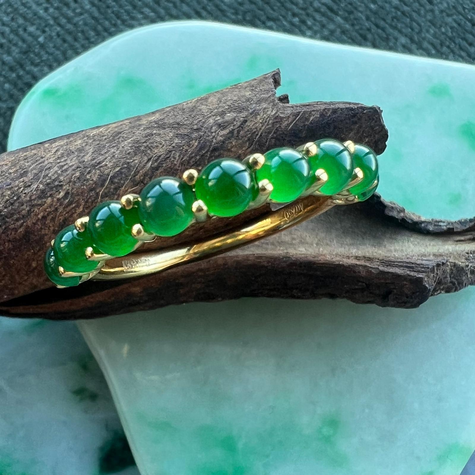 3.5mm Jade Gold Ring AMU | Victorian Box
