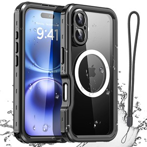 【特価処分】AICase 防水ケース iPhone 16 Plus 対応 MagSafe 防雪、防塵、耐衝撃、IP68 認定 全身保護 完全密閉 水中カバー ブラック
