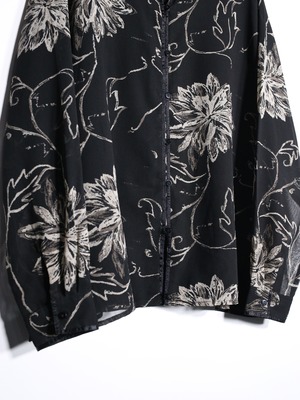 flower art full pattern monotone color sheer shirt