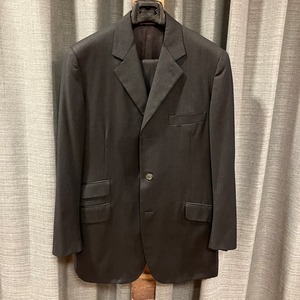 【ベルベスト製】HERMES "SUPER 120'S WOOL生地" 3B SUIT チャコールグレー 50