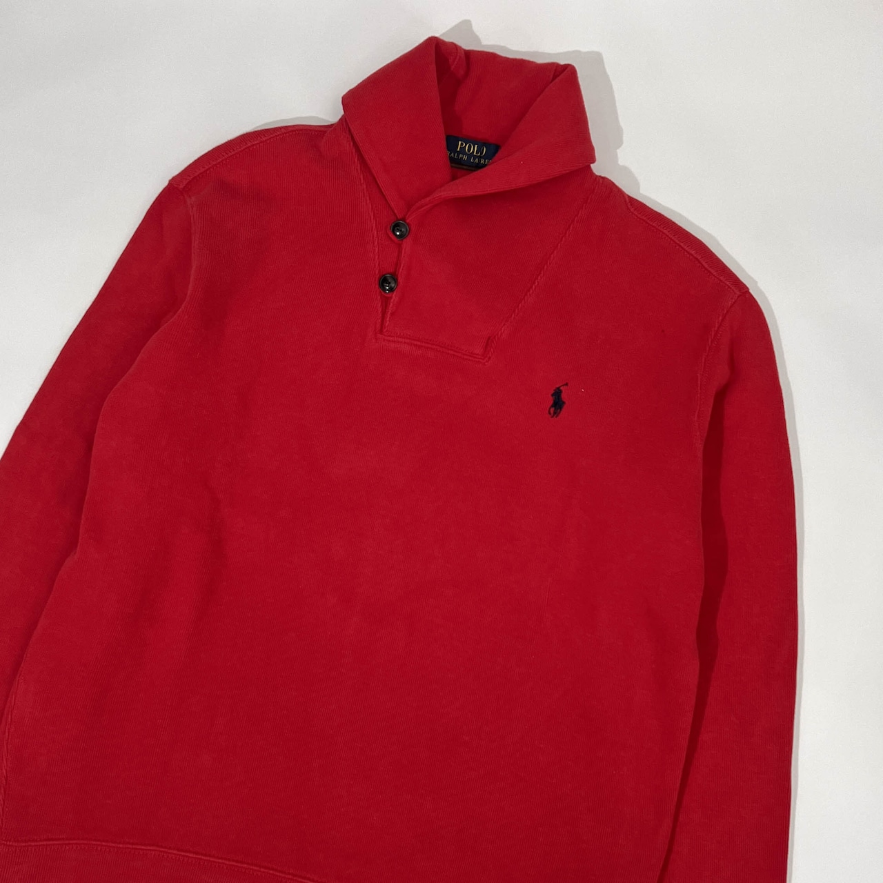 POLO RALPH LAUREN ラルフローレン ショールカラー ニット トレーナー M/レッド メンズ