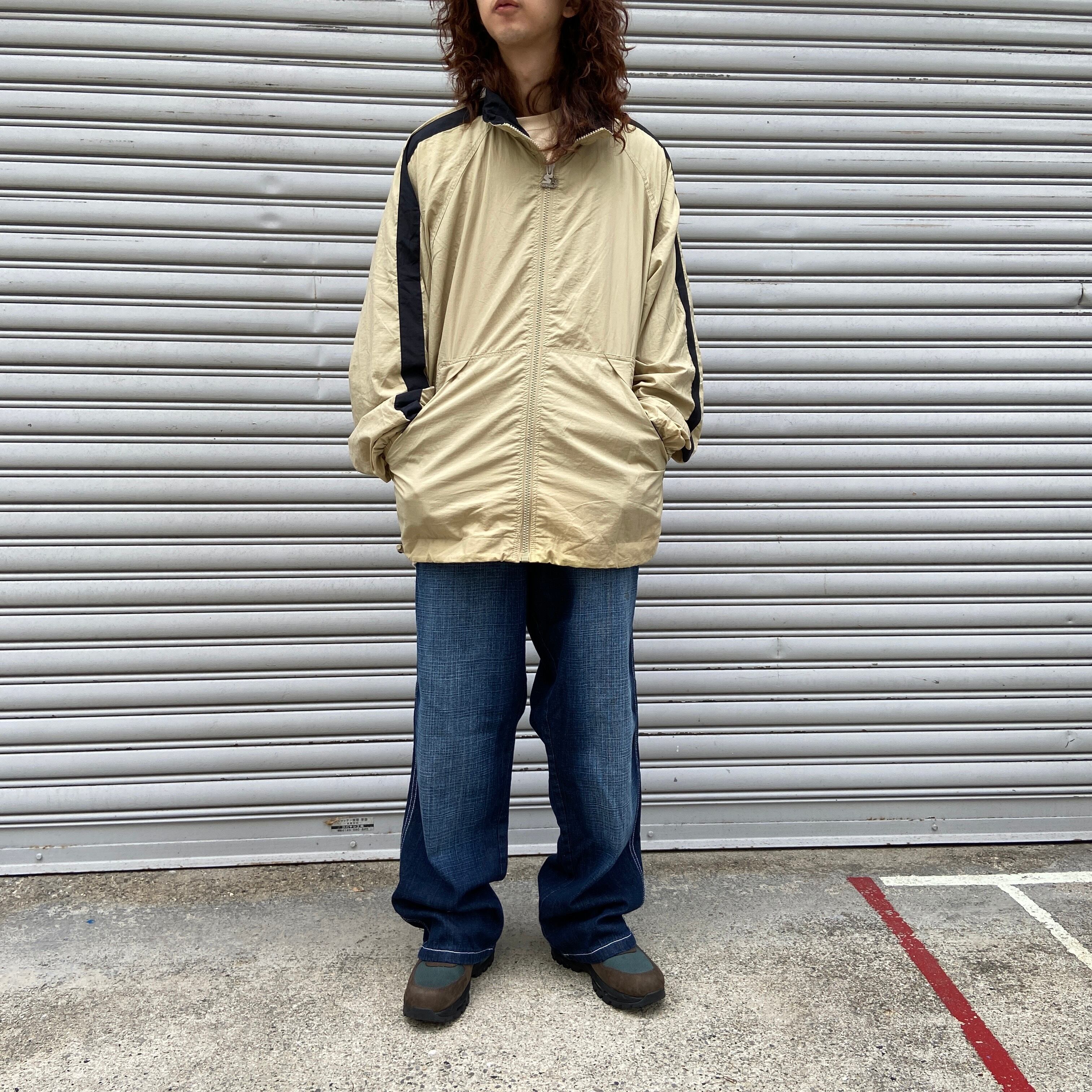 送料無料』90s STARTER 袖ラインナイロンブルゾン L サンドベージュ