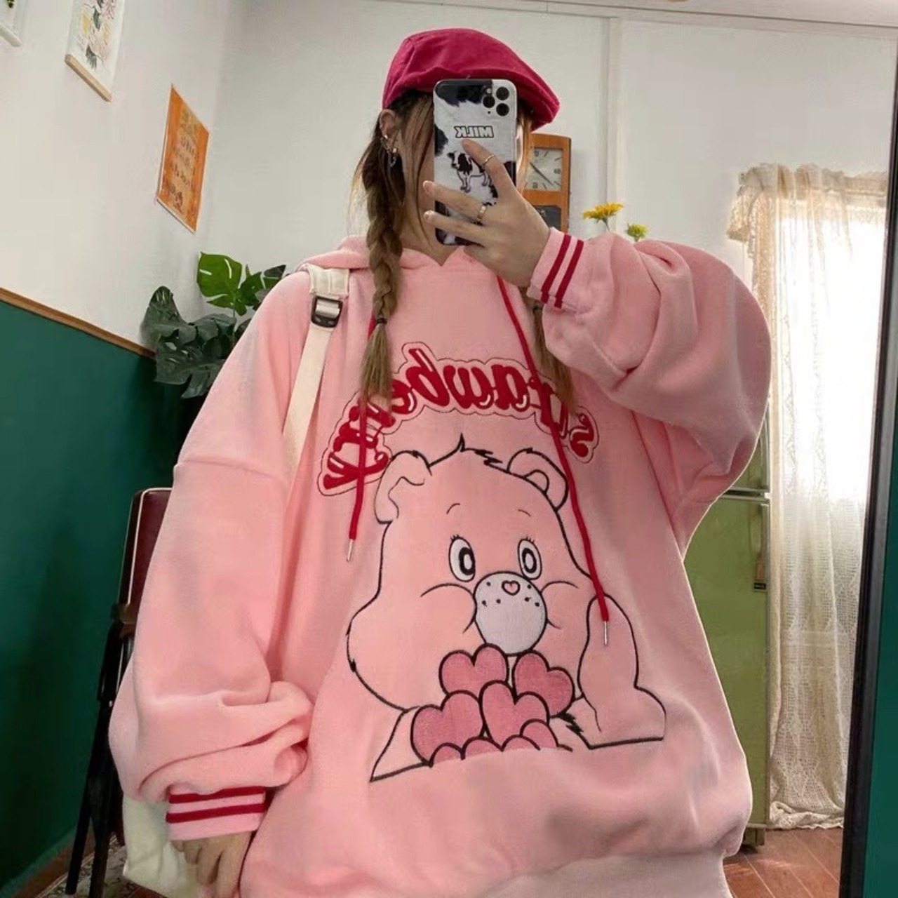 3カラー】オーバーサイズ スウェット トレーナー ピンク | LOVEYsmileSHOP