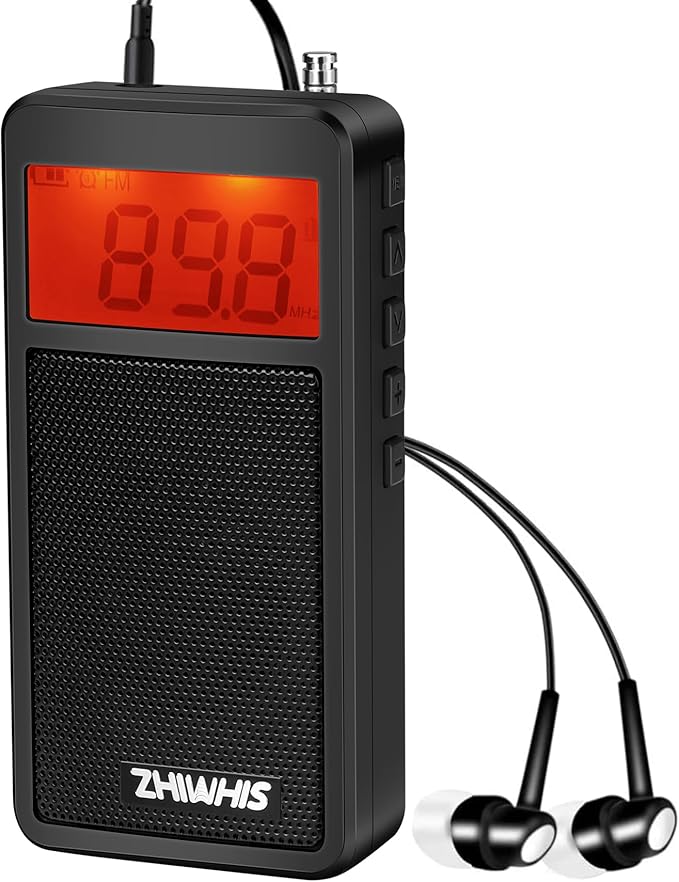 ZHIWHIS 防災ラジオ FM/AM/ワイドFM対応 小型 電池式 タイマー