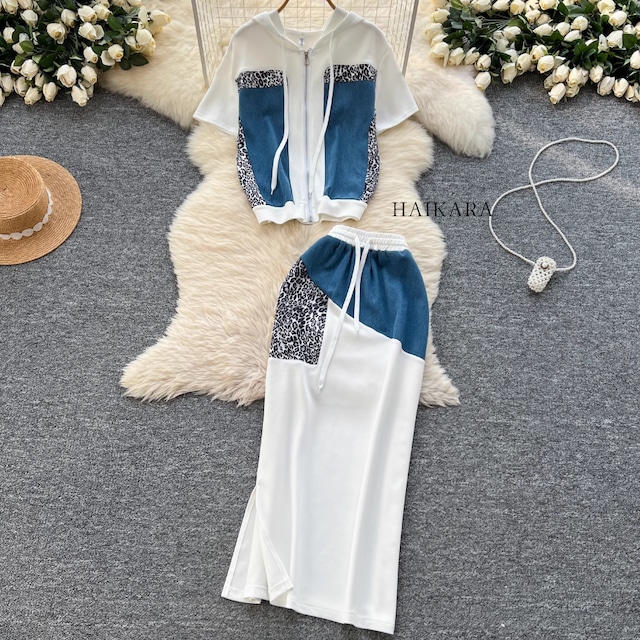 (NEW) Leopard print accent casual zipper fussy set (NEW) Leopard print accent casual zipper fussy set