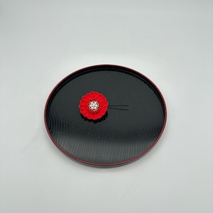 つまみ細工 かんざし 大花(赤)