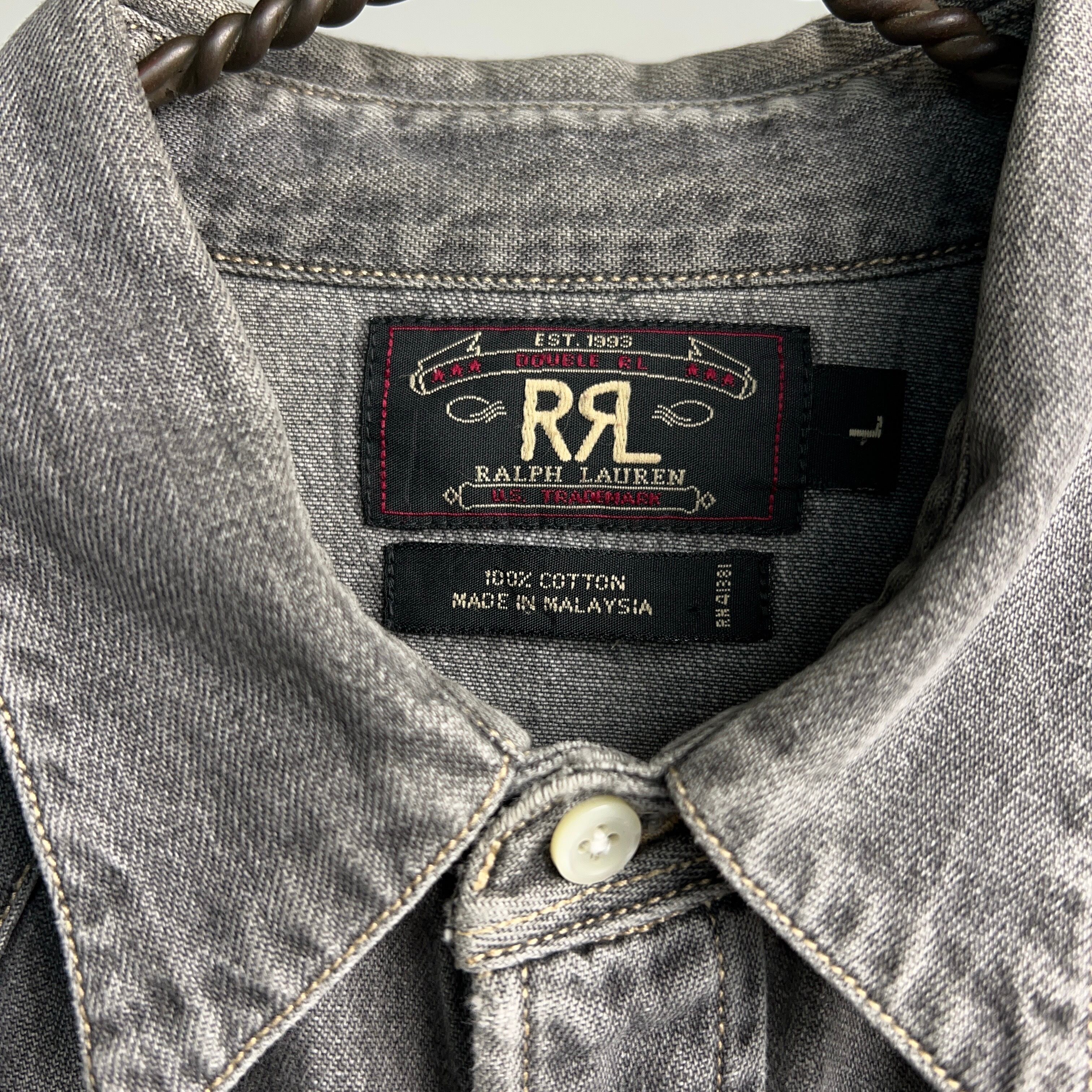 90's RRL by Ralph Lauren Black Denim Western Shirt 90年代 ダブル
