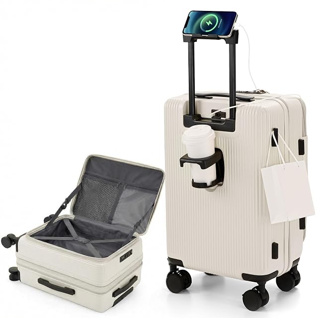 Yuweijie] スーツケース キャリーケース 片開き 拡張機能付き フロント