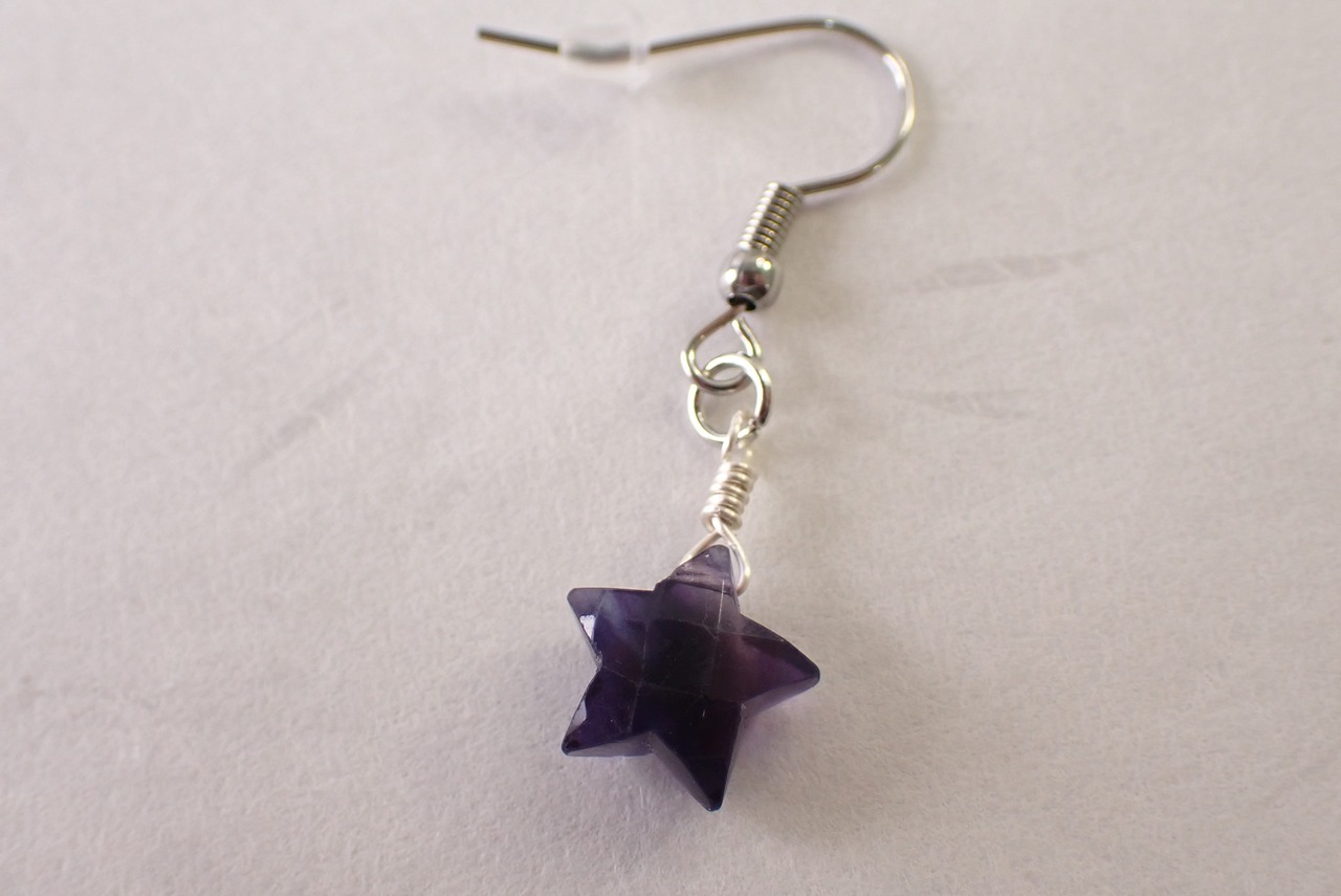 バイカラーフローライトピアス(スターカット)　　[C9‐183]