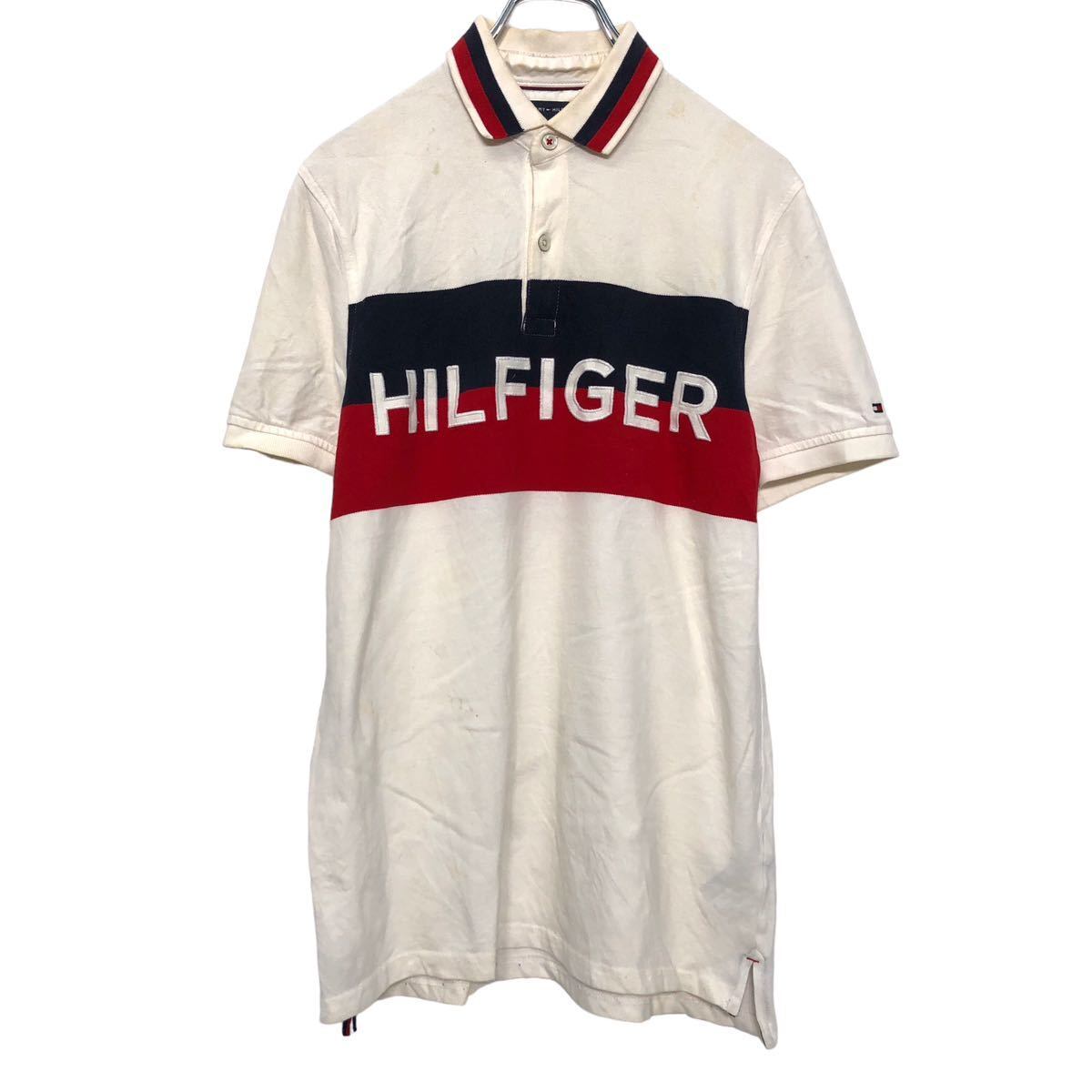 TOMMY HILFIGER 半袖 ロゴ ポロシャツ S ホワイト トミーヒルフィガー