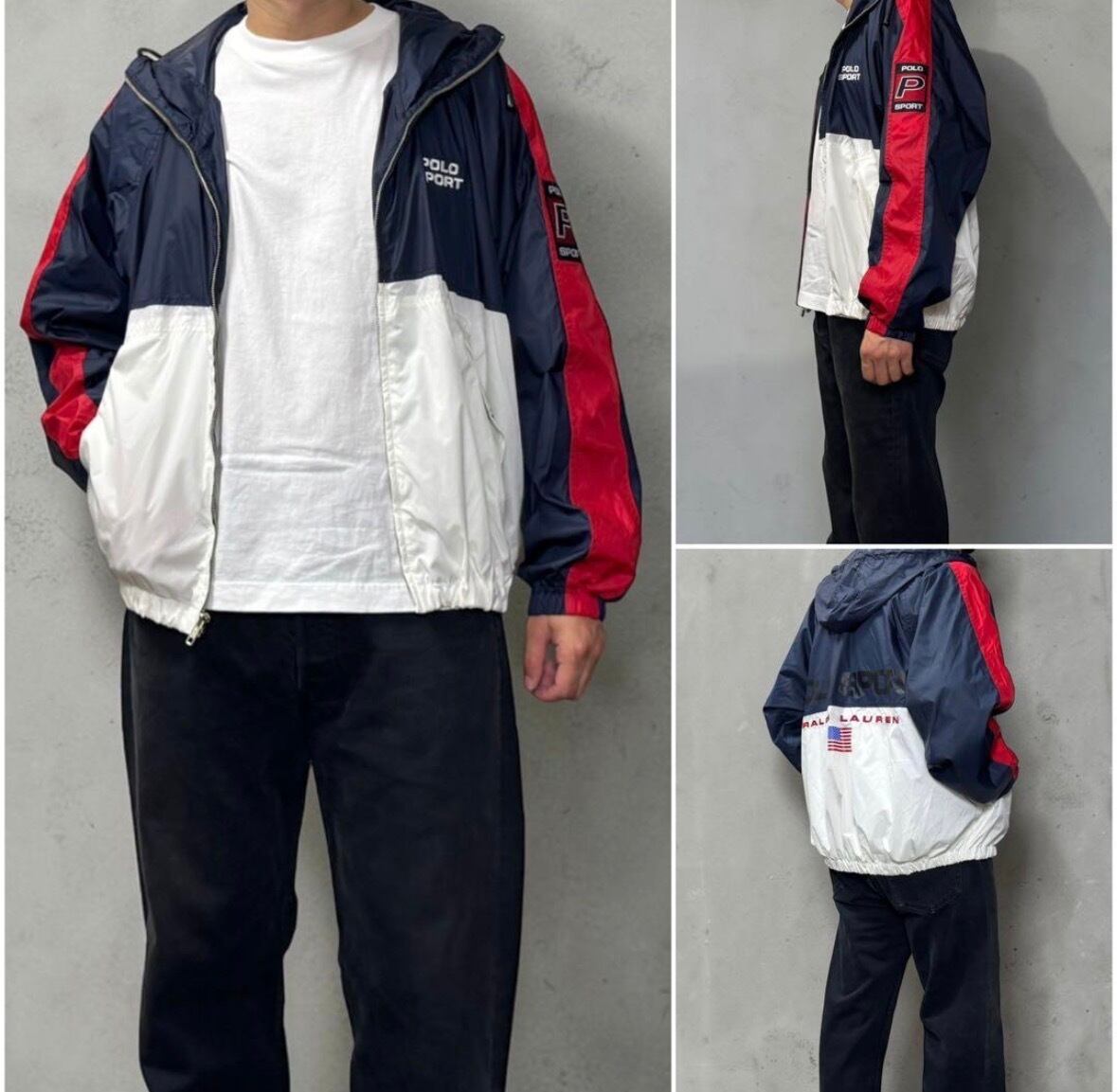 90s Polo by Ralph Lauren ナイロンジャケット M 90s POLO SPORT Ralph Lauren nylon zip hoody M ポロスポーツ ラルフ