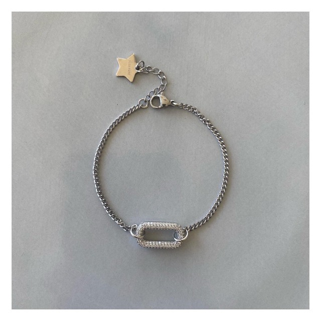 Silver Ellipse Motif Chain Bracelet