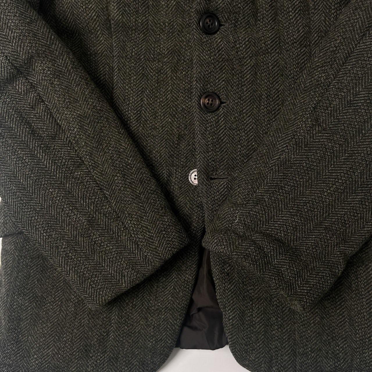 ASPESI アスペジ thermore 中綿入り ツイード 3B テーラードジャケット M/グリーン