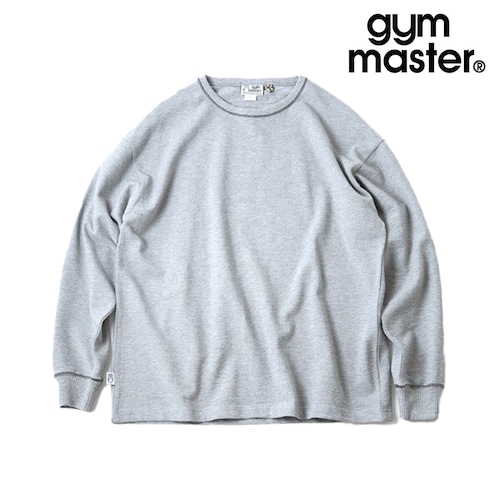 gym master ジムマスター ブロックインレー クルーネック メンズ ロンT 長袖Tシャツ インレー コットン100% 無地 配色リブ クルーネック ジムマスター オフィスカジュアル G833787 杢グレー