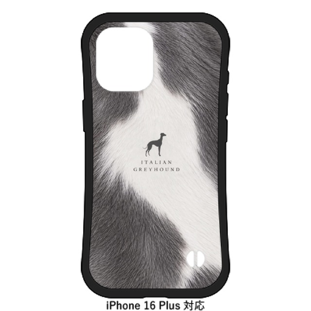 ≪ブルーホワイトファー≫耐衝撃iPhone16plusケース054