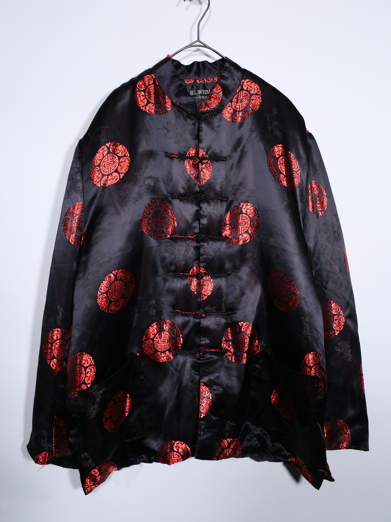 XXXL over silhouette 紋様 satin china shirt jacket - 8