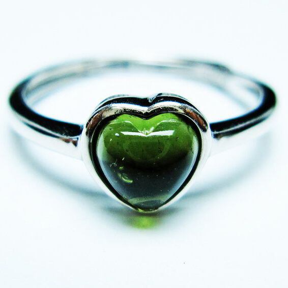 モルダバイト リング 指輪 ハート 12号 フリーサイズ 一点物 メール便可 [M便 1/20] 199-463