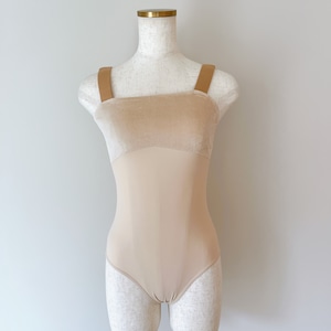 ベロアトップ タンク バレエレオタード(beige)