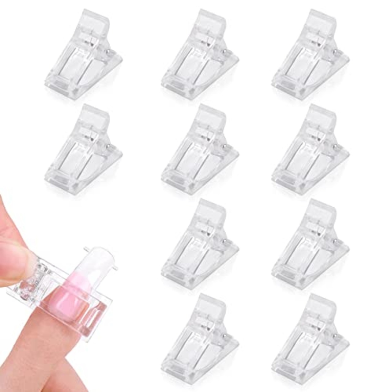 Annhua ネイルクリップ ポリジェル クリップ 10個セット ネイルチップクリップ ネイル延長 プラスチック製 ジェルネイル クリップ ネイル挟む ネイル固定クリップ セルフネイル クリア