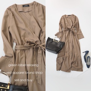 green label relaxing グリーンレーベルリラクシング　カシュクールワンピース　ブラウン