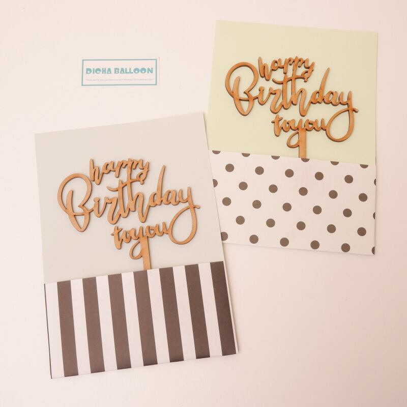 【木製ケーキトッパー】Happy birthday　Type-B