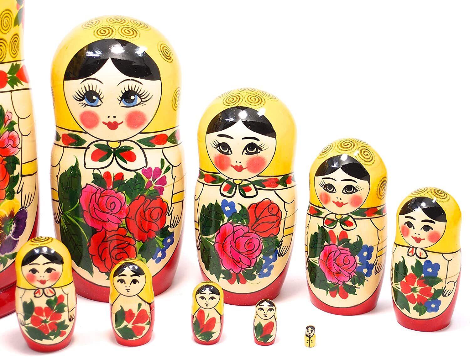ロシヤーノチカ マトリョーシカ 10個組 黄 | volga