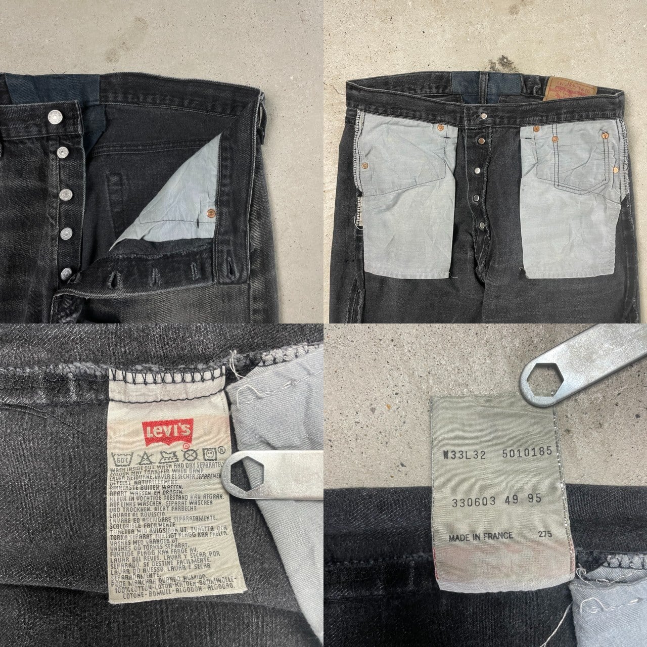 90年代 フランス製 Levi's ユーロリーバイス 501 ストレート ブラック