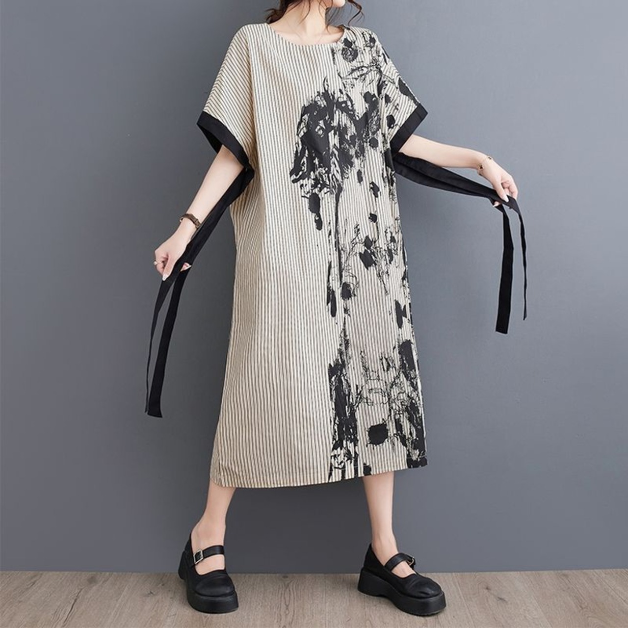 ストライプ プリント ドレス  30009